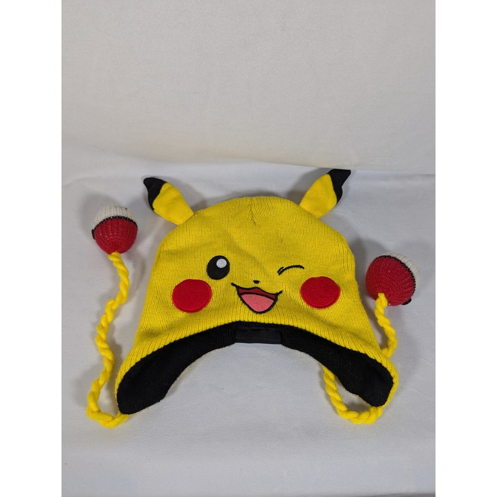 Pokemon Pikachu Hat with Ears & Pokeballs Beanie Game Freak One Size